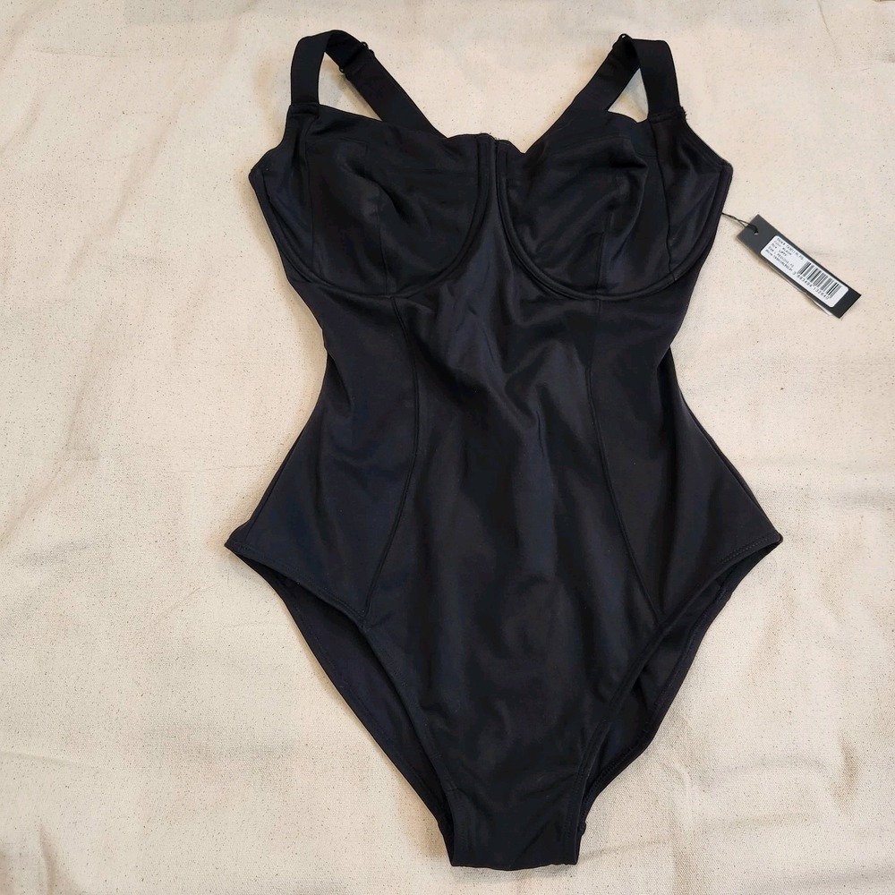 New TA3 Lifty Swimsuit L Black Reg Long F / G Underwire Shapewear Support Swim